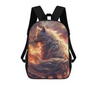 sinyumoney Kids 17inch School Backpack 3D Printed Cute Travel Bags Flame Fox Fantasy Artwork Children Backpacks Outdoor Casual Daypack Backpacks for Girls Women