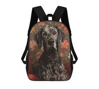 sinyumoney Kids 17inch School Backpack 3D Printed Cute Travel Bags Floral Background Elegant Dog Portrait Children Backpacks Outdoor Casual Daypack Backpacks for Girls Women