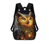 sinyumoney Kids 17inch School Backpack 3D Printed Cute Travel Bags Golden Owl with Sparks Animal Children Backpacks Outdoor Casual Daypack Backpacks for Girls Women
