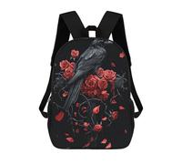 sinyumoney Kids 17inch School Backpack 3D Printed Cute Travel Bags Gothic Raven And Roses on Gothic Cross Children Backpacks Outdoor Casual Daypack Backpacks for Girls Women