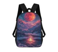 sinyumoney Kids 17inch School Backpack 3D Printed Cute Travel Bags Magical Winter Moon Scene -1 Children Backpacks Outdoor Casual Daypack Backpacks for Girls Women