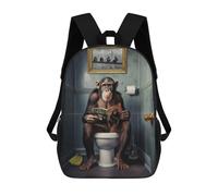 sinyumoney Kids 17inch School Backpack 3D Printed Cute Travel Bags Monkey on The Toilet Children Backpacks Outdoor Casual Daypack Backpacks for Girls Women