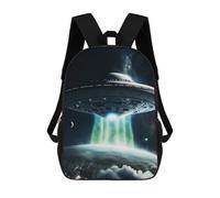 sinyumoney Kids 17inch School Backpack 3D Printed Cute Travel Bags Paint UFO Ship Children Backpacks Outdoor Casual Daypack Backpacks for Girls Women