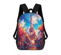sinyumoney Kids 17inch School Backpack 3D Printed Cute Travel Bags Paris Art Children Backpacks Outdoor Casual Daypack Backpacks for Girls Women