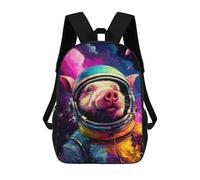 sinyumoney Kids 17inch School Backpack 3D Printed Cute Travel Bags Pig Astronaut in Space Suit-3 Children Backpacks Outdoor Casual Daypack Backpacks for Girls Women