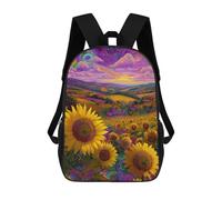 sinyumoney Kids 17inch School Backpack 3D Printed Cute Travel Bags Psychedelic Sunflower Field Children Backpacks Outdoor Casual Daypack Backpacks for Girls Women