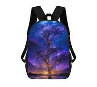 sinyumoney Kids 17inch School Backpack 3D Printed Cute Travel Bags Purple Galaxy Tree Children Backpacks Outdoor Casual Daypack Backpacks for Girls Women