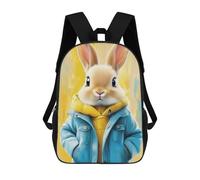 sinyumoney Kids 17inch School Backpack 3D Printed Cute Travel Bags Rabbit in Winter Coat Children Backpacks Outdoor Casual Daypack Backpacks for Girls Women