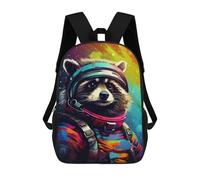 sinyumoney Kids 17inch School Backpack 3D Printed Cute Travel Bags Raccoon Astronaut Space Suit-5 Children Backpacks Outdoor Casual Daypack Backpacks for Girls Women
