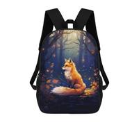 sinyumoney Kids 17inch School Backpack 3D Printed Cute Travel Bags Red Fox in Forest Children Backpacks Outdoor Casual Daypack Backpacks for Girls Women