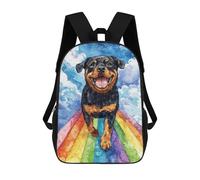 sinyumoney Kids 17inch School Backpack 3D Printed Cute Travel Bags Rottweiler on Rainbow Bridge Children Backpacks Outdoor Casual Daypack Backpacks for Girls Women