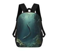 sinyumoney Kids 17inch School Backpack 3D Printed Cute Travel Bags Sea Serpent Eel in Cave Children Backpacks Outdoor Casual Daypack Backpacks for Girls Women