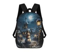sinyumoney Kids 17inch School Backpack 3D Printed Cute Travel Bags Snowman in Winter Children Backpacks Outdoor Casual Daypack Backpacks for Girls Women