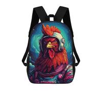 sinyumoney Kids 17inch School Backpack 3D Printed Cute Travel Bags Space Chicken Explorer-4 Children Backpacks Outdoor Casual Daypack Backpacks for Girls Women