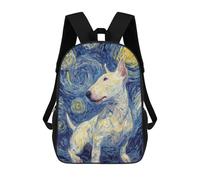 sinyumoney Kids 17inch School Backpack 3D Printed Cute Travel Bags Starry Night Bull Terrier Art Print Children Backpacks Outdoor Casual Daypack Backpacks for Girls Women