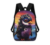 sinyumoney Kids 17inch School Backpack 3D Printed Cute Travel Bags Steampunk Penguin Adventure Children Backpacks Outdoor Casual Daypack Backpacks for Girls Women