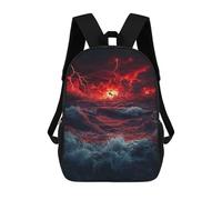 sinyumoney Kids 17inch School Backpack 3D Printed Cute Travel Bags Stormy Sea with Lightning Children Backpacks Outdoor Casual Daypack Backpacks for Girls Women