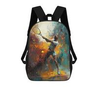 sinyumoney Kids 17inch School Backpack 3D Printed Cute Travel Bags Tennis Player Action Abstract Painting Children Backpacks Outdoor Casual Daypack Backpacks for Girls Women