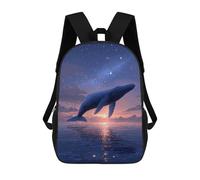 sinyumoney Kids 17inch School Backpack 3D Printed Cute Travel Bags Whale Watching at Sunset Children Backpacks Outdoor Casual Daypack Backpacks for Girls Women