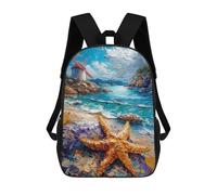 sinyumoney Kids 17inch School Backpack 3D Printed Cute Travel Bags Windmill Seastar Painting Children Backpacks Outdoor Casual Daypack Backpacks for Girls Women