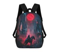 sinyumoney Kids 17inch School Backpack 3D Printed Dragon Rider in Cityscape Backpack Rucksack Sports Backpacks For Boys And Girls Fashion Knapsack