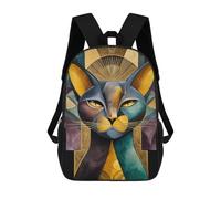 sinyumoney Kids 17inch School Backpack 3D Printed Egyptian Cat Art Print Backpack Rucksack Sports Backpacks For Boys And Girls Fashion Knapsack