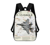 sinyumoney Kids 17inch School Backpack 3D Printed F15 Eagle Aircraft Backpack Rucksack Sports Backpacks For Boys And Girls Fashion Knapsack