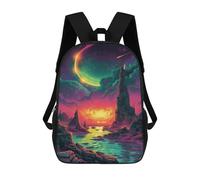 sinyumoney Kids 17inch School Backpack 3D Printed Fantasy Alien Planet Landscape -1 Backpack Rucksack Sports Backpacks For Boys And Girls Fashion Knapsack