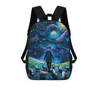 sinyumoney Kids 17inch School Backpack 3D Printed Farmer And His Sheeps Backpack Rucksack Sports Backpacks For Boys And Girls Fashion Knapsack