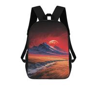 sinyumoney Kids 17inch School Backpack 3D Printed Fiery Sunset Over Snow-Capped Mountains Backpack Rucksack Sports Backpacks For Boys And Girls Fashion Knapsack