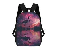 sinyumoney Kids 17inch School Backpack 3D Printed Flamingo Silhouette Galaxy Backpack Rucksack Sports Backpacks For Boys And Girls Fashion Knapsack