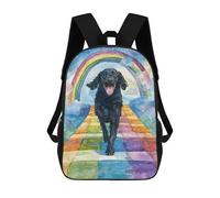 sinyumoney Kids 17inch School Backpack 3D Printed Flat-coated Retriever Rainbow Bridge Backpack Rucksack Sports Backpacks For Boys And Girls Fashion Knapsack