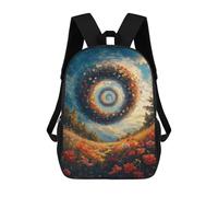 sinyumoney Kids 17inch School Backpack 3D Printed Floral Spiral Sky Backpack Rucksack Sports Backpacks For Boys And Girls Fashion Knapsack