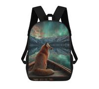 sinyumoney Kids 17inch School Backpack 3D Printed Fox in Wooden Boat on Lake Backpack Rucksack Sports Backpacks For Boys And Girls Fashion Knapsack