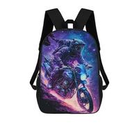 sinyumoney Kids 17inch School Backpack 3D Printed Galactic Motorcycle Adventure -1 Backpack Rucksack Sports Backpacks For Boys And Girls Fashion Knapsack