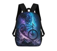 sinyumoney Kids 17inch School Backpack 3D Printed Galactic Mountain Bike Adventure -1 Backpack Rucksack Sports Backpacks For Boys And Girls Fashion Knapsack