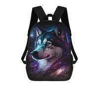 sinyumoney Kids 17inch School Backpack 3D Printed Galactic Wolf Portrait -33 Backpack Rucksack Sports Backpacks For Boys And Girls Fashion Knapsack