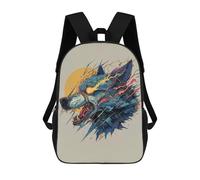 sinyumoney Kids 17inch School Backpack 3D Printed Glitching Wolf Backpack Rucksack Sports Backpacks For Boys And Girls Fashion Knapsack