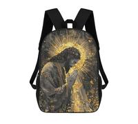 sinyumoney Kids 17inch School Backpack 3D Printed Golden Halo Spiritual Art Print -1 Backpack Rucksack Sports Backpacks For Boys And Girls Fashion Knapsack