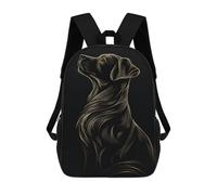 sinyumoney Kids 17inch School Backpack 3D Printed Golden Line Dog Backpack Rucksack Sports Backpacks For Boys And Girls Fashion Knapsack