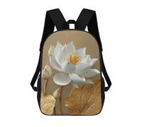 sinyumoney Kids 17inch School Backpack 3D Printed Golden Lotus Flower Art Print-1 Backpack Rucksack Sports Backpacks For Boys And Girls Fashion Knapsack