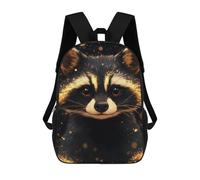 sinyumoney Kids 17inch School Backpack 3D Printed Golden Raccoon Portrait Animal Backpack Rucksack Sports Backpacks For Boys And Girls Fashion Knapsack