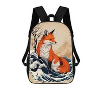 sinyumoney Kids 17inch School Backpack 3D Printed Great Wave of Kitsune Backpack Rucksack Sports Backpacks For Boys And Girls Fashion Knapsack