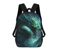 sinyumoney Kids 17inch School Backpack 3D Printed Green Dragon Artwork Backpack Rucksack Sports Backpacks For Boys And Girls Fashion Knapsack