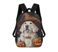 sinyumoney Kids 17inch School Backpack 3D Printed Halloween Witch Dog Art Print-6 Backpack Rucksack Sports Backpacks For Boys And Girls Fashion Knapsack
