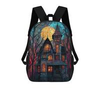 sinyumoney Kids 17inch School Backpack 3D Printed Haunting Moonlit Mansion Backpack Rucksack Sports Backpacks For Boys And Girls Fashion Knapsack