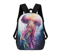 sinyumoney Kids 17inch School Backpack 3D Printed Jellyfish Watercolor Backpack Rucksack Sports Backpacks For Boys And Girls Fashion Knapsack