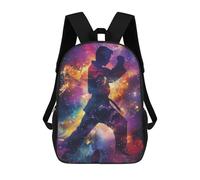 sinyumoney Kids 17inch School Backpack 3D Printed Karate Galaxy Silhouette Backpack Rucksack Sports Backpacks For Boys And Girls Fashion Knapsack