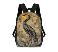 sinyumoney Kids 17inch School Backpack 3D Printed Kintsugi Heron Stained Glass Backpack Rucksack Sports Backpacks For Boys And Girls Fashion Knapsack