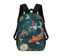 sinyumoney Kids 17inch School Backpack 3D Printed Koi Fish Pond Painting Backpack Rucksack Sports Backpacks For Boys And Girls Fashion Knapsack